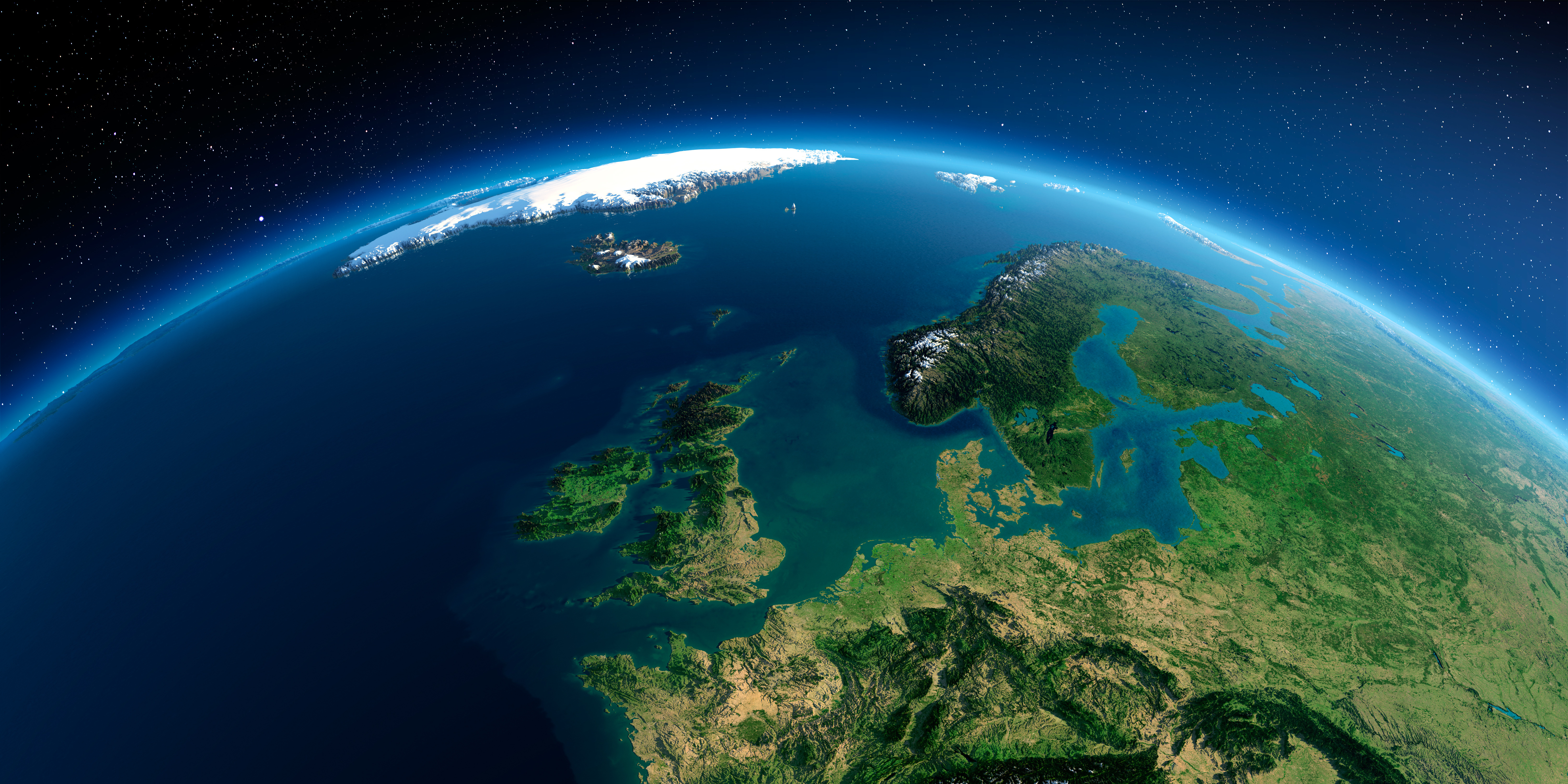 Earth from space. The United Kingdom and the North Sea. Credit: Anton Balazh, Adobe Stock